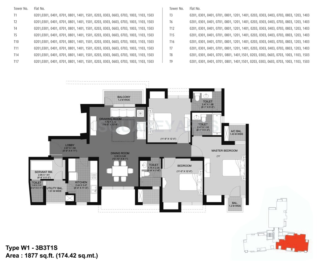 Other, unitech-fresco 3 Bedroom 1877 Sq.Ft. Apartment In Sector 50 Gurgaon 9497583