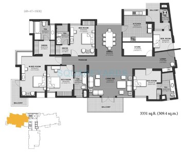  4 BHK Apartment at Unitech Harmony, Sector 50 – for Sale