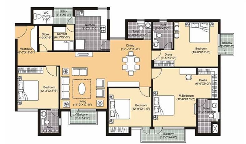 4 BHK 2332 Sq. Ft. Apartment