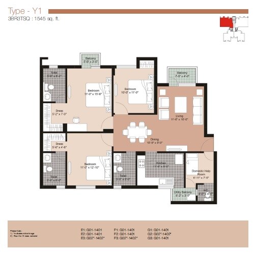 3 BHK 1545 Sq. Ft. Apartment