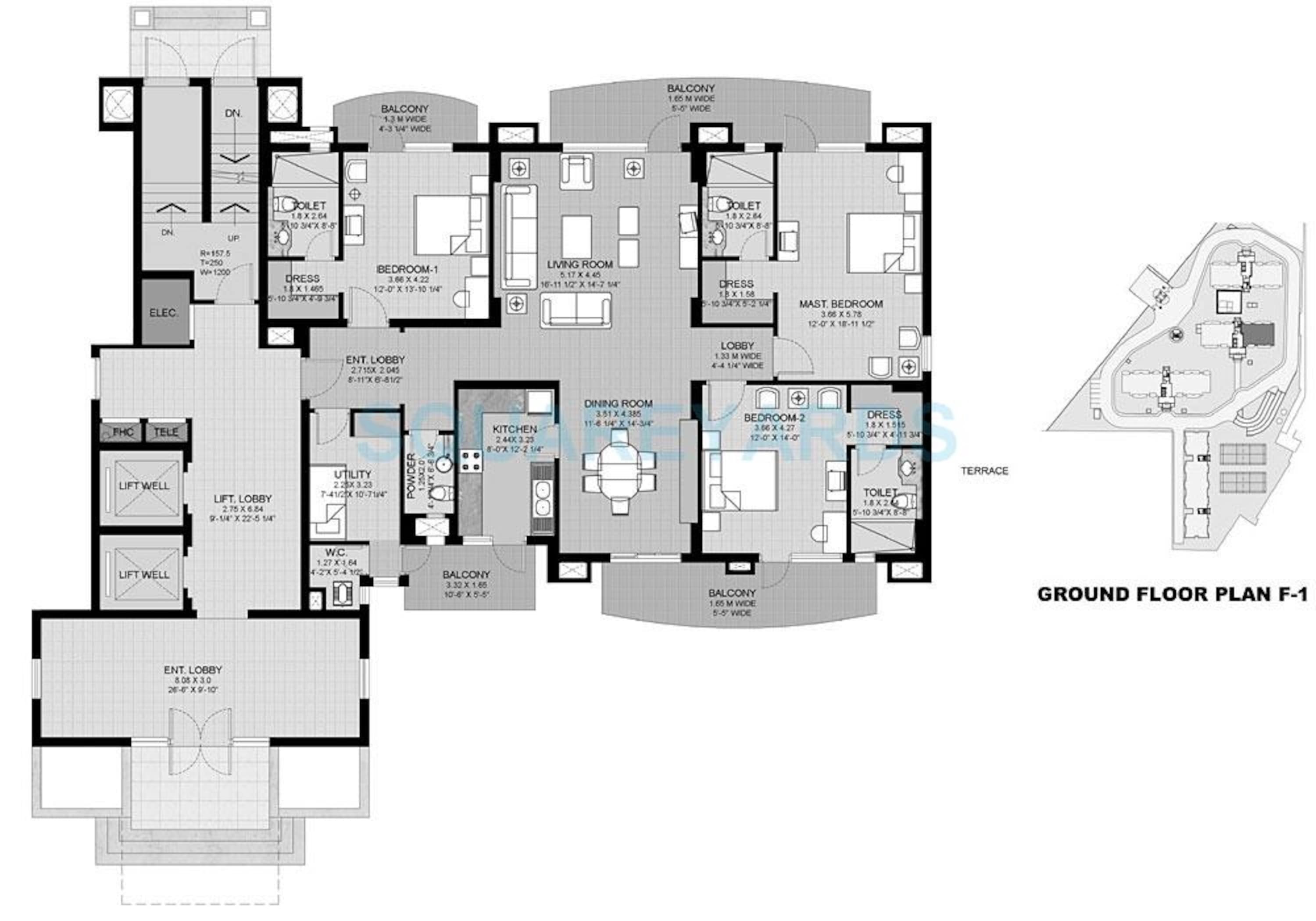unitech uniworld city apartment 3bhk 2700sqft 1