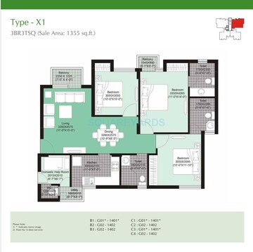  3 BHK Apartment at Unitech Uniworld Gardens 2, Sector 47 – for Rent
