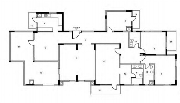 Floor plan of 3 BHK 3210 Sq. Ft. Apartment in Vatika Boulevard Residences, Gurgaon