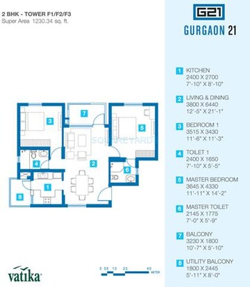  2 BHK Apartment at Vatika Gurgaon 21, Sector 83 – for Rent
