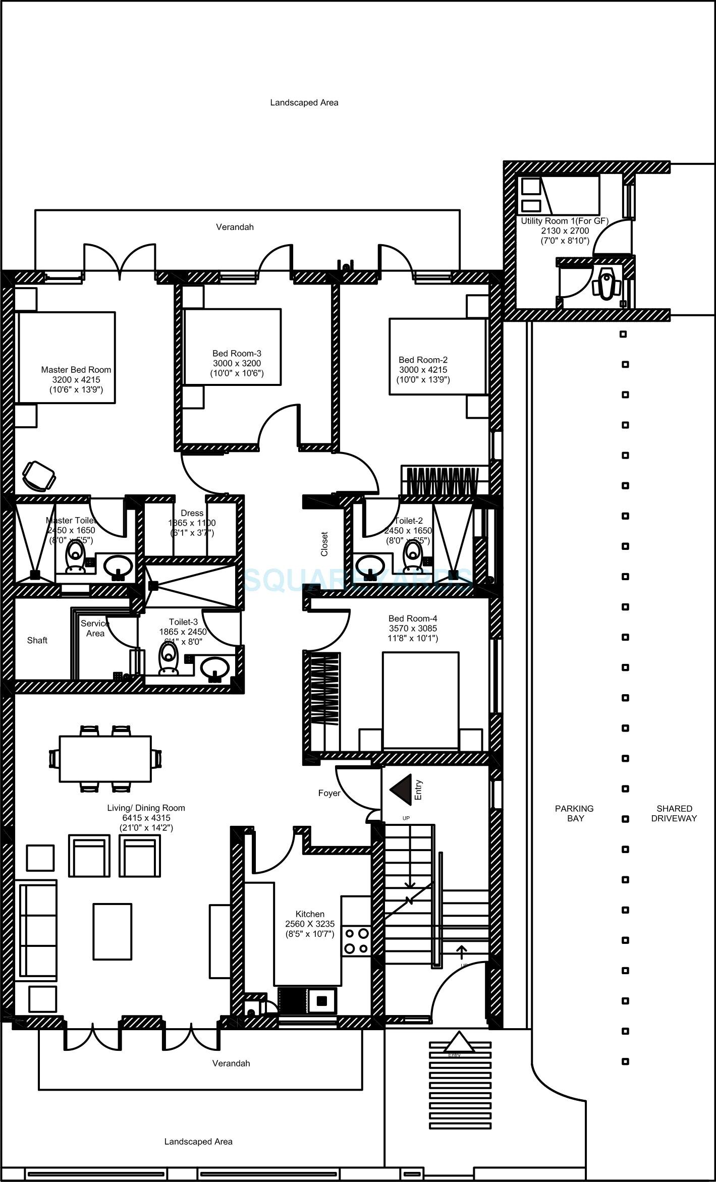 Floor plan of 4 BHK 1937 Sq. Ft. Ind Floor in Vatika INXT Floors, Gurgaon