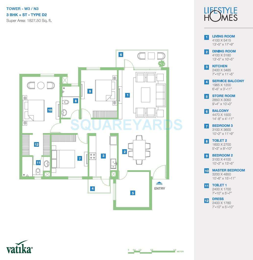 vatika lifestyle homes apartment 3bhk 1827 50sqft 1