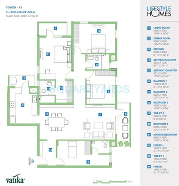  3 BHK Apartment at Vatika Lifestyle Homes, Sector 83 – for Rent