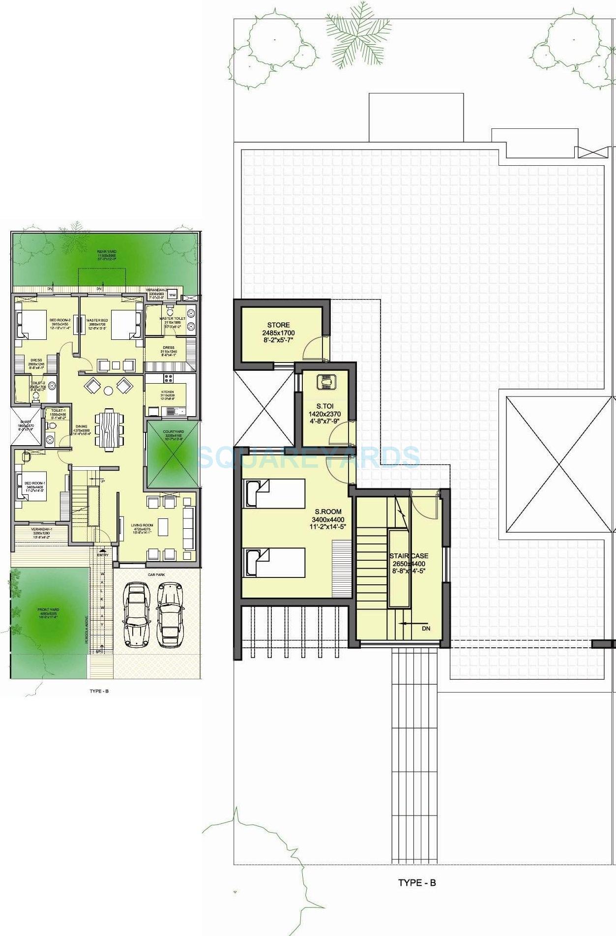 Floor plan of 3 BHK 3240 Sq. Ft. Villa in Vatika Signature Two, Gurgaon