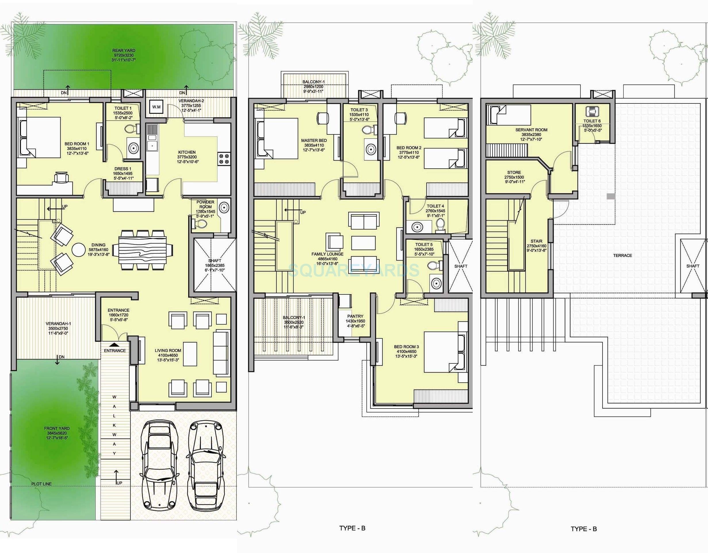 Floor plan of 4 BHK 3240 Sq. Ft. Villa in Vatika Signature Two, Gurgaon