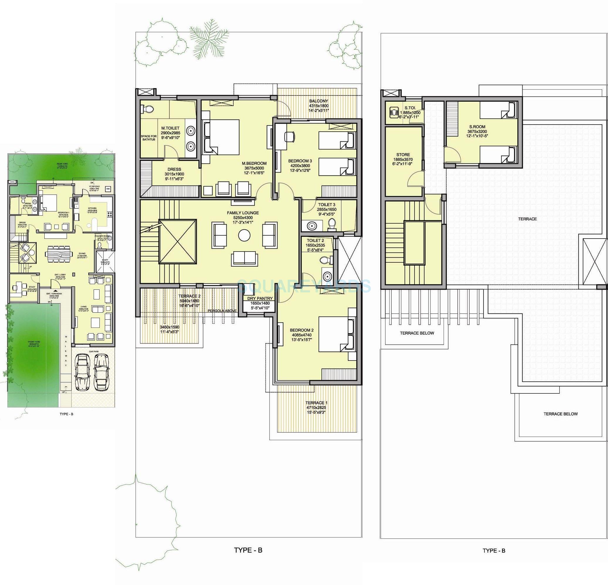 Floor plan of 4 BHK 4538 Sq. Ft. Villa in Vatika Signature Two, Gurgaon