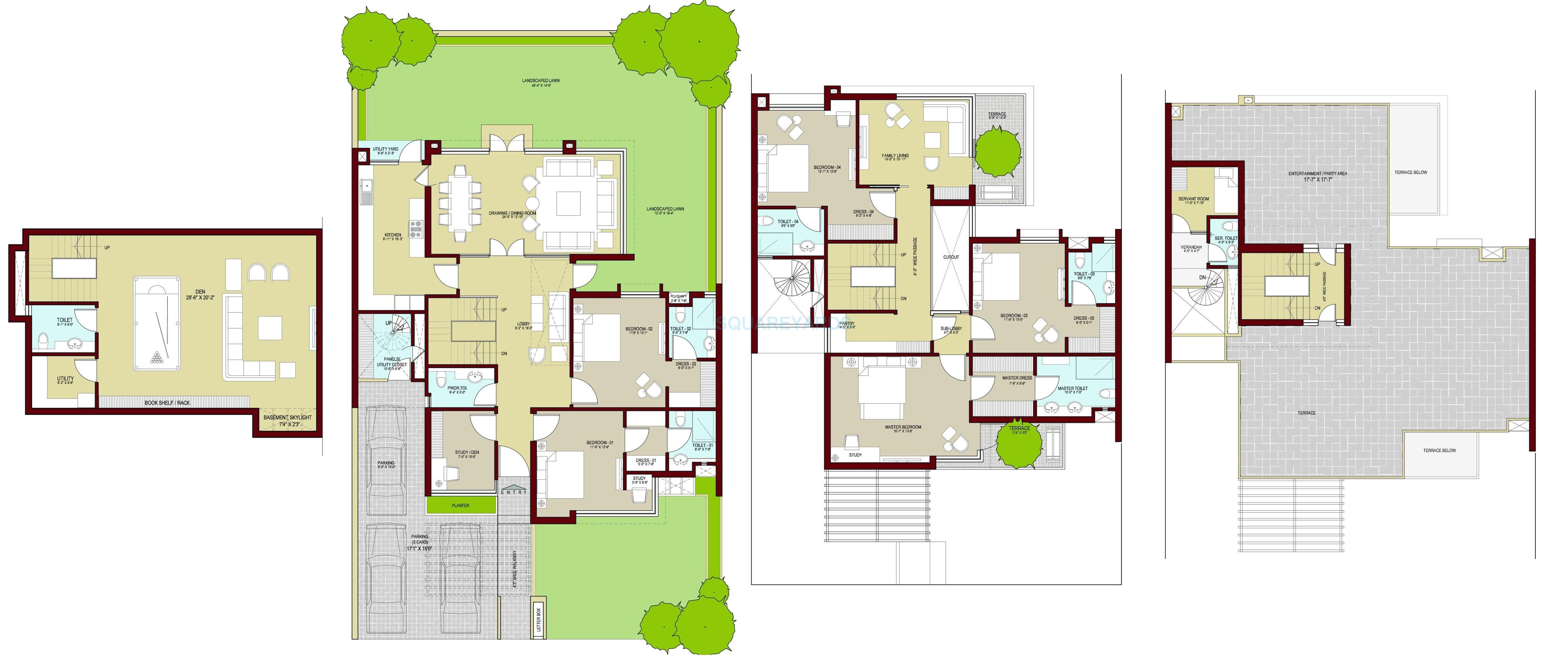 Floor plan of 5 BHK 4538 Sq. Ft. Villa in Vatika Signature Villas, Gurgaon