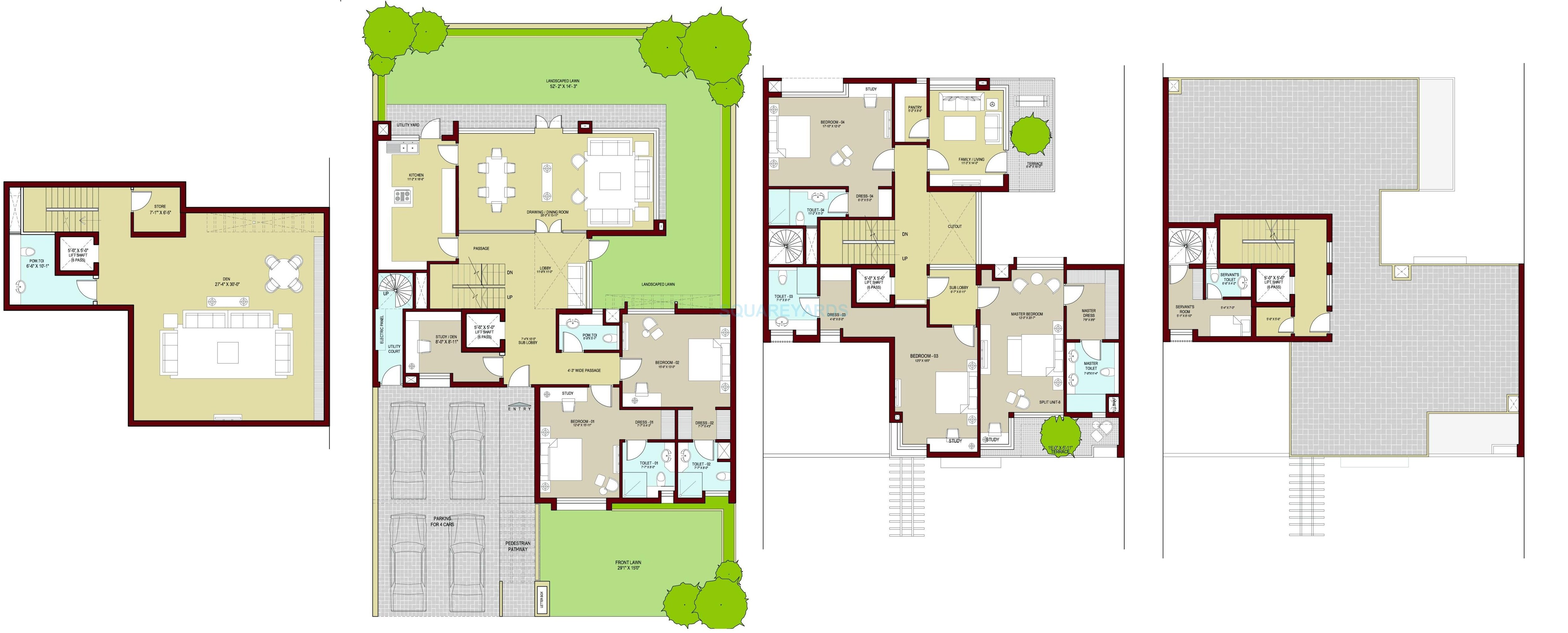 Floor plan of 5 BHK 5574 Sq. Ft. Villa in Vatika Signature Villas, Gurgaon