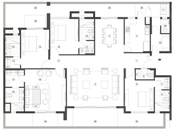 Floor plan of 4 BHK 3925 Sq. Ft. Apartment in Vatika Sovereign Park, Gurgaon
