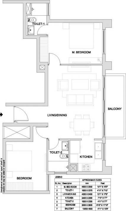 2 BHK 1150 Sq. Ft. Apartment