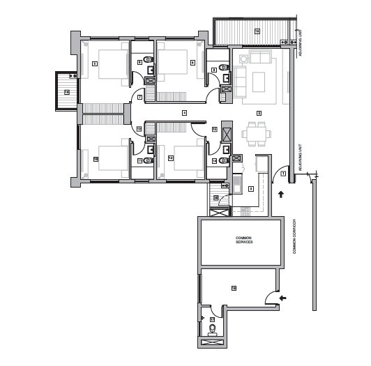 Floor plan of 4 BHK 2150 Sq. Ft. Apartment in Vatika Turning Point Phase 2, Gurgaon