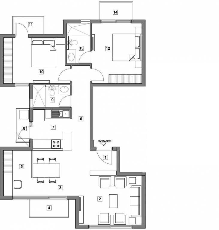 Floor plan of 2 BHK 1350 Sq. Ft. Ind Floor in Vatika Xpressions, Gurgaon