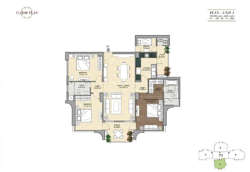 3 BHK 2000 Sq. Ft. Apartment