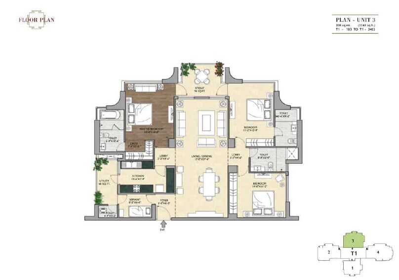 3 BHK 2240 Sq. Ft. Apartment