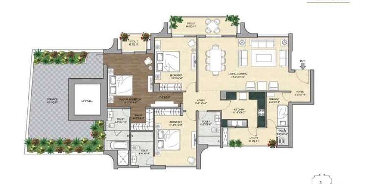 vipul aarohan apartment 3bhk terrace 2260sqft 1