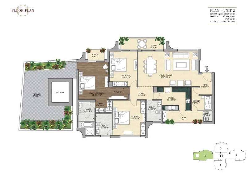 vipul aarohan apartment 3bhk terrace 2370sqft 1