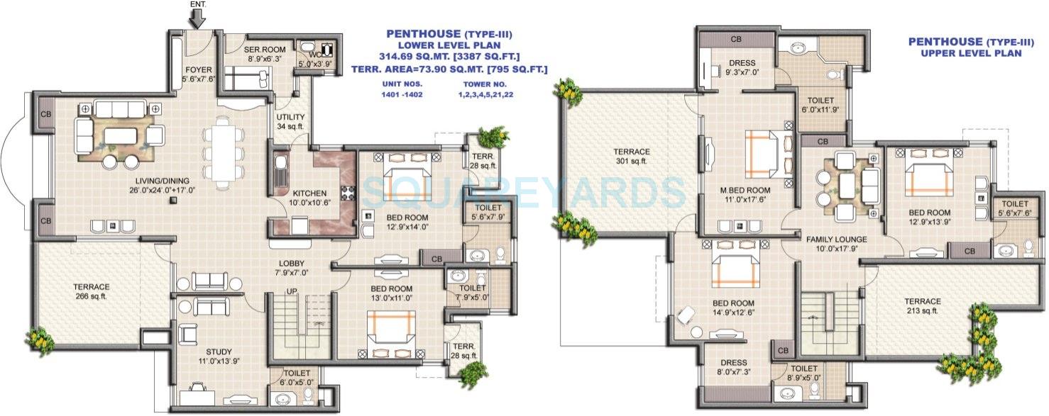 5 BHK 3387 Sq. Ft. Penthouse