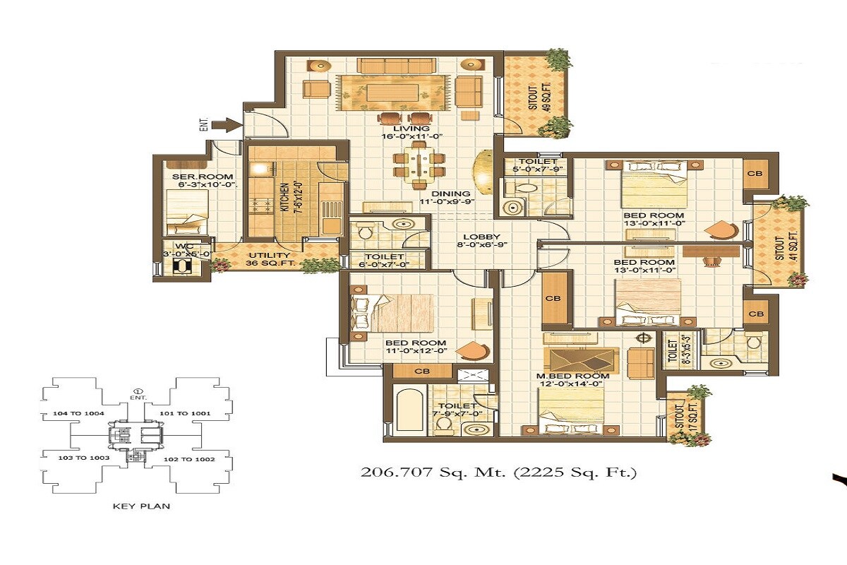 4 BHK 2225 Sq. Ft. Apartment