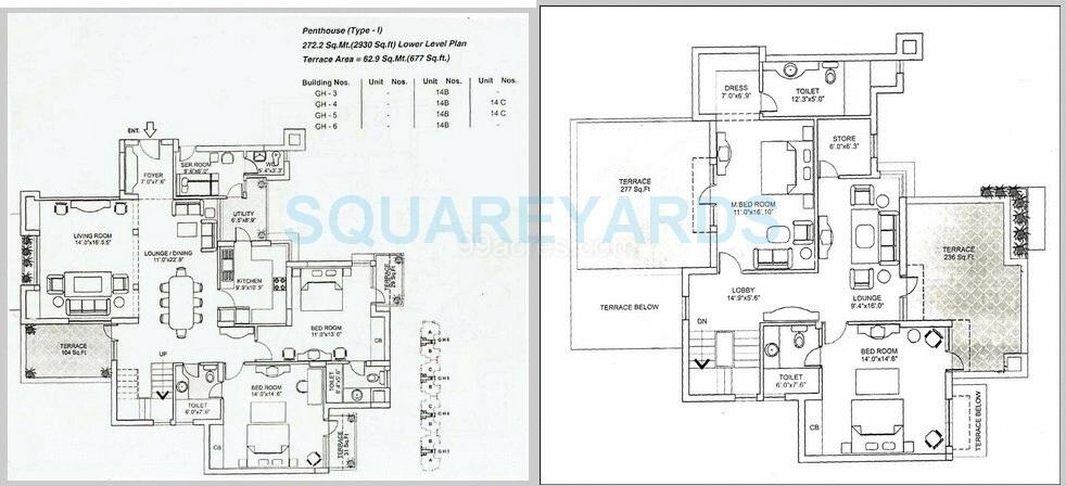 Floor plan of 4 BHK 2930 Sq. Ft. Penthouse in Vipul Orchid Gardens, Gurgaon