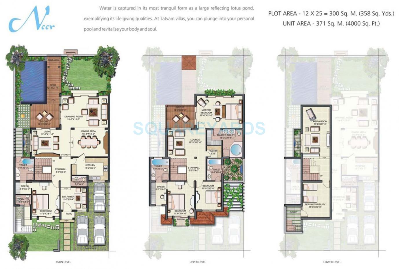 Floor plan of 4 BHK 4000 Sq. Ft. Villa in Vipul Tatvam Villas, Gurgaon