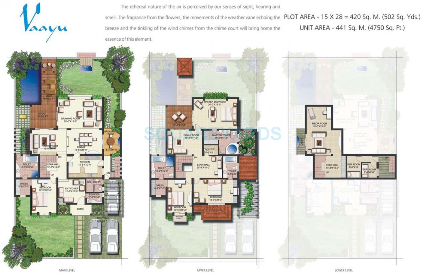 Floor plan of 4 BHK 4750 Sq. Ft. Villa in Vipul Tatvam Villas, Gurgaon