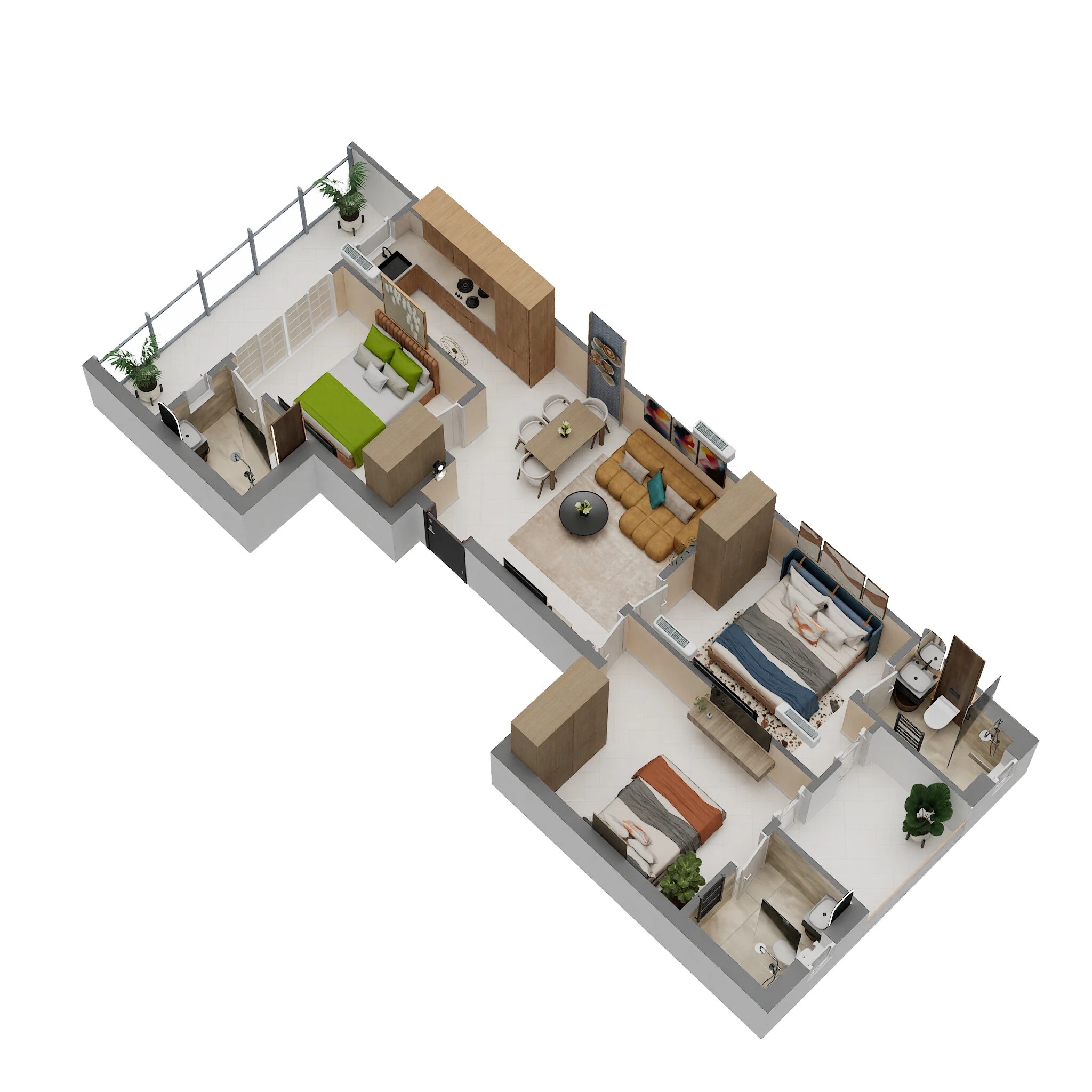 Floor plan of 3 BHK 1295 Sq. Ft. Ind Floor in VKS Palm Floors, Gurgaon