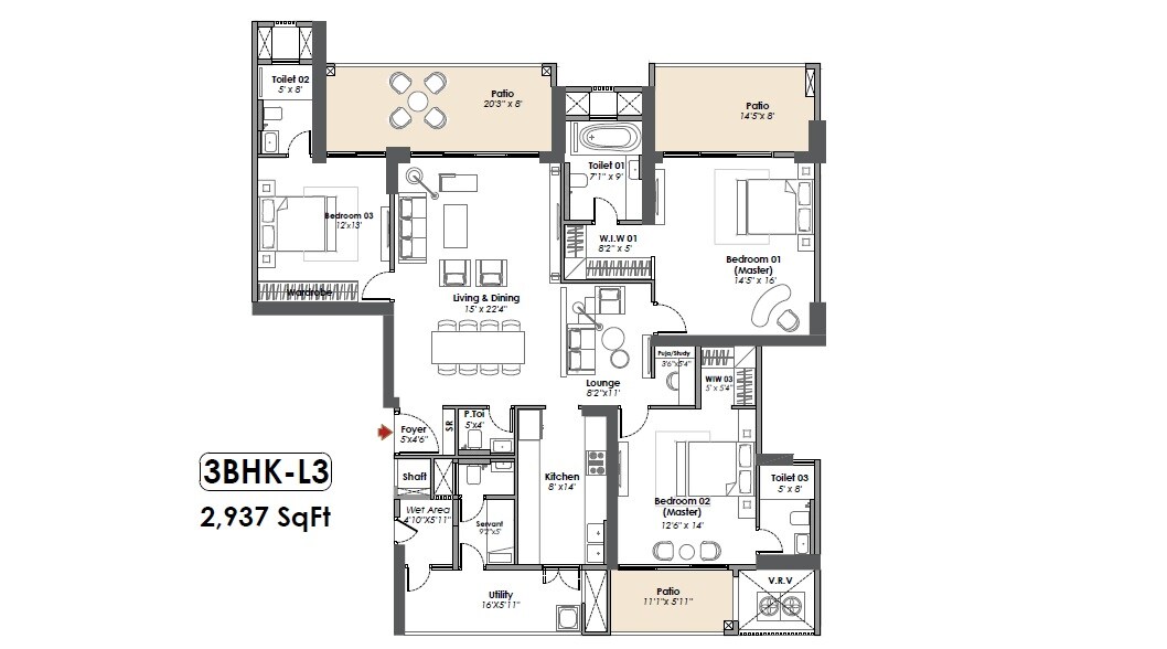 Other, whiteland-the-aspen 3 Bedroom 2937 Sq.Ft. Apartment In Sector 76 Gurgaon 7916103