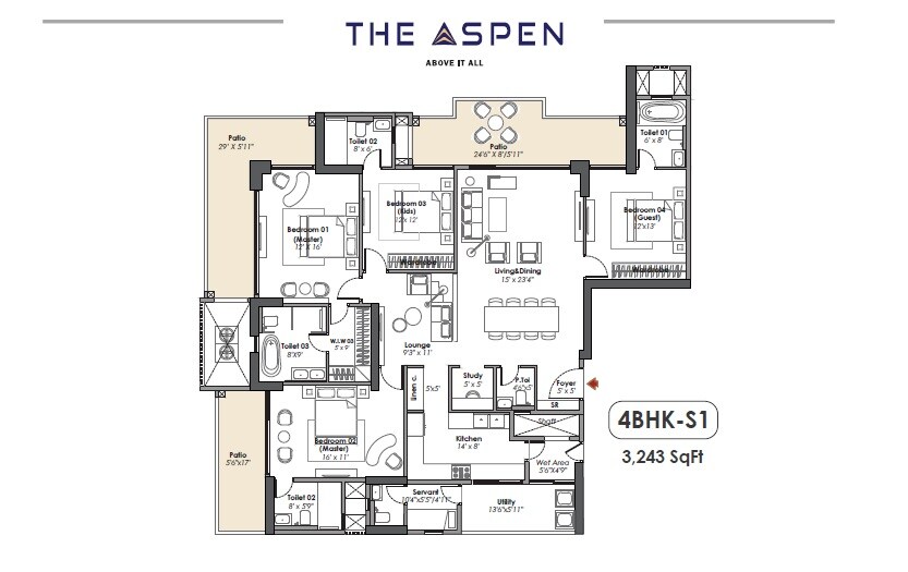 Other, whiteland-the-aspen 4 Bedroom 3243 Sq.Ft. Apartment In Sector 76 Gurgaon 8748542