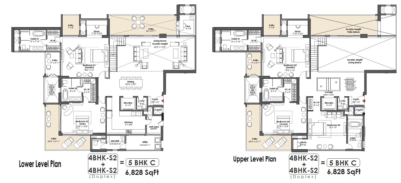 Floor plan of 5 BHK 6828 Sq. Ft. Penthouse in Whiteland The Aspen, Gurgaon