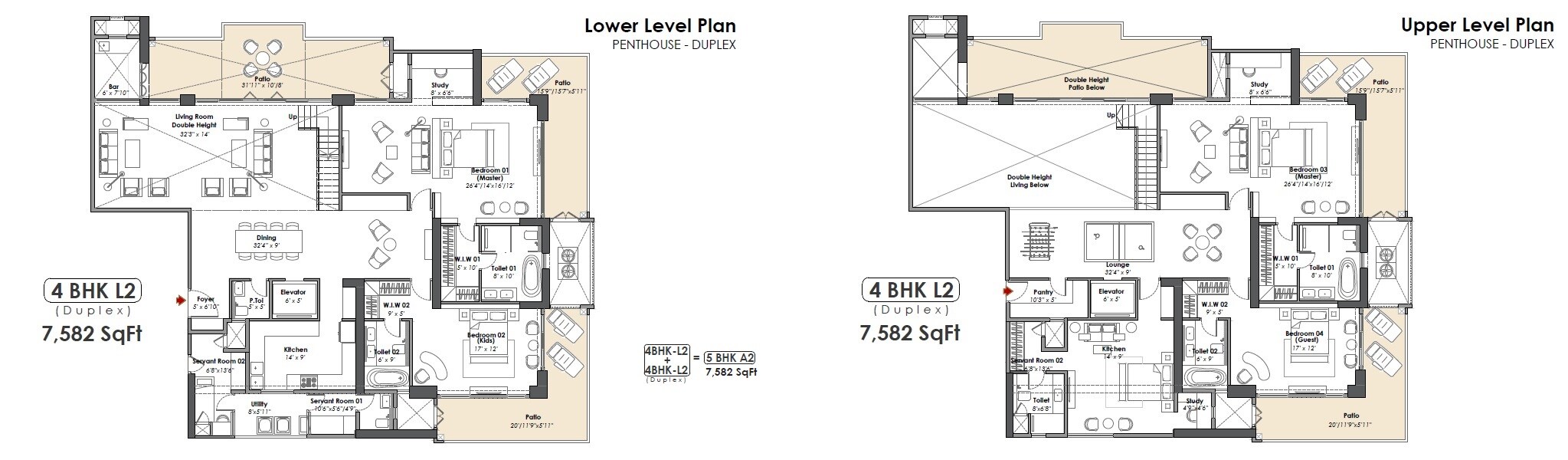 Floor plan of 5 BHK 7582 Sq. Ft. Penthouse in Whiteland The Aspen, Gurgaon