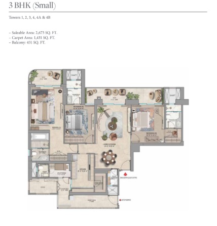 3 BHK 2673 Sq. Ft. Apartment in Whiteland Urban Resort