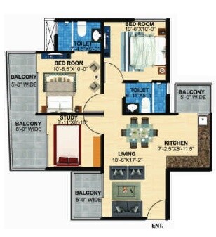  2 BHK Apartment at Zara Aavaas, Sector 104 – for Rent