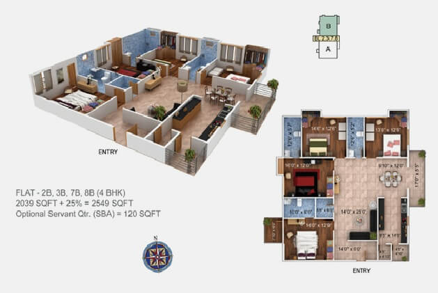 Floor plan of 4 BHK Apartment - 2549 sq. ft. in Paramount Grande, Guwahati