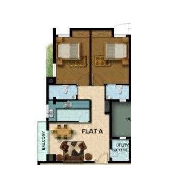 Floor plan of 2 BHK 960 Sq. Ft. Apartment in Shine Heaven, Guwahati