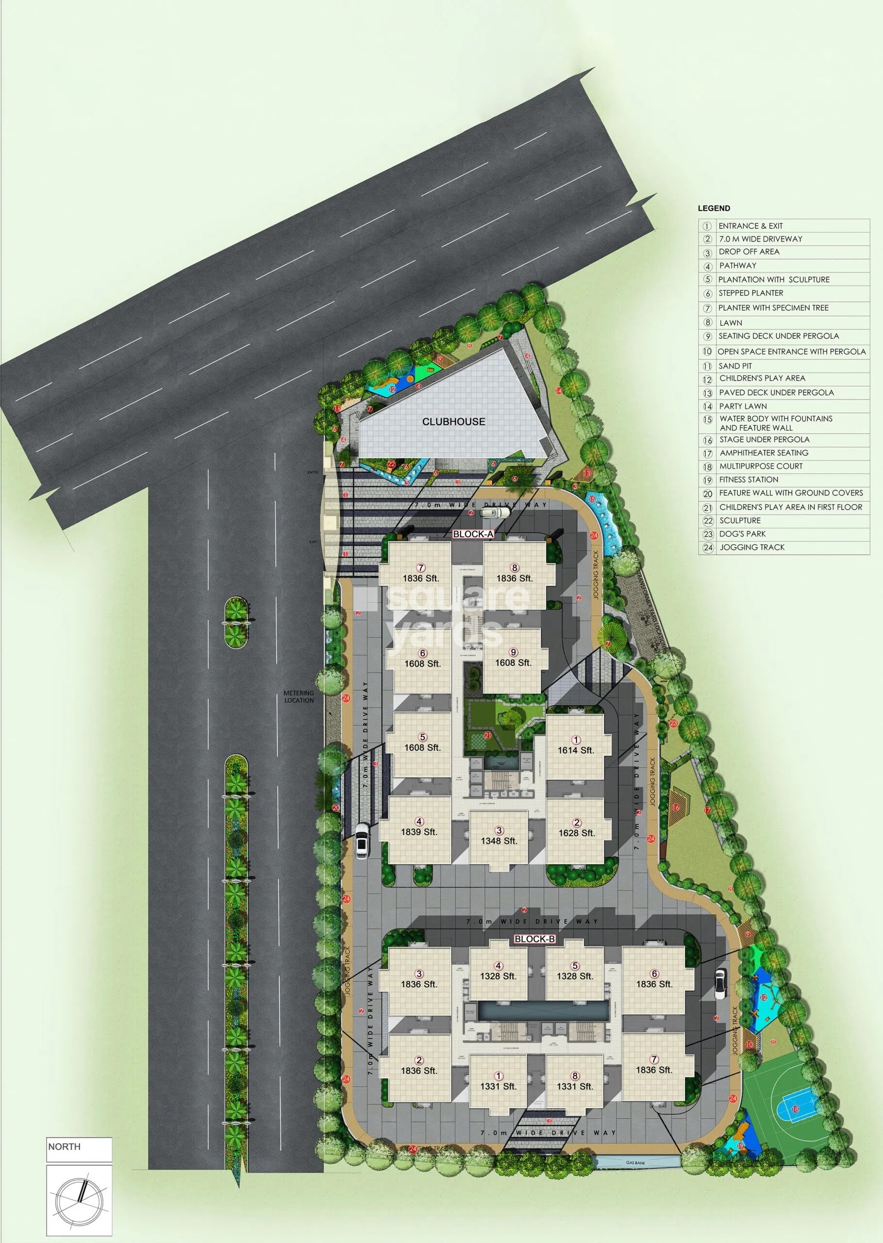 Aparna-Cyber-Star_an aerial view of a building with a train on top of it