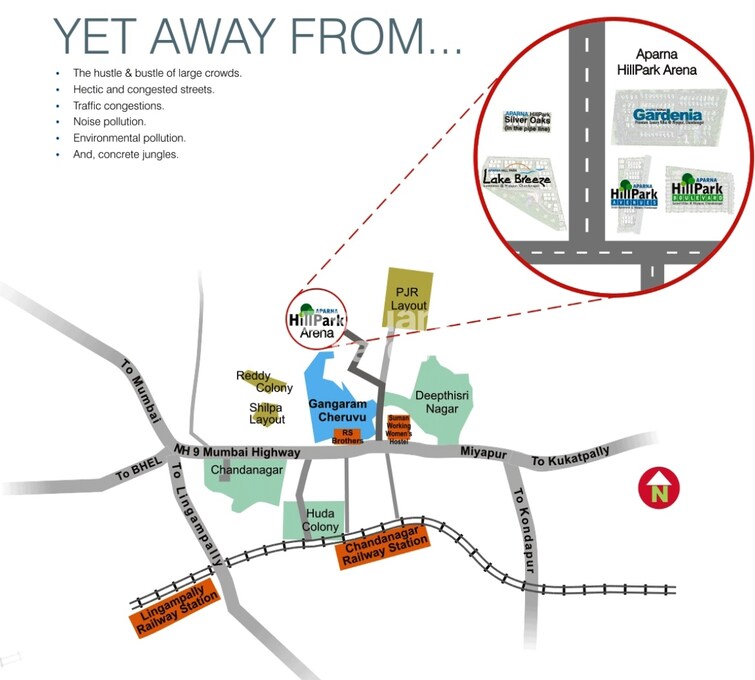 Aparna HillPark Lake Breeze Location Image