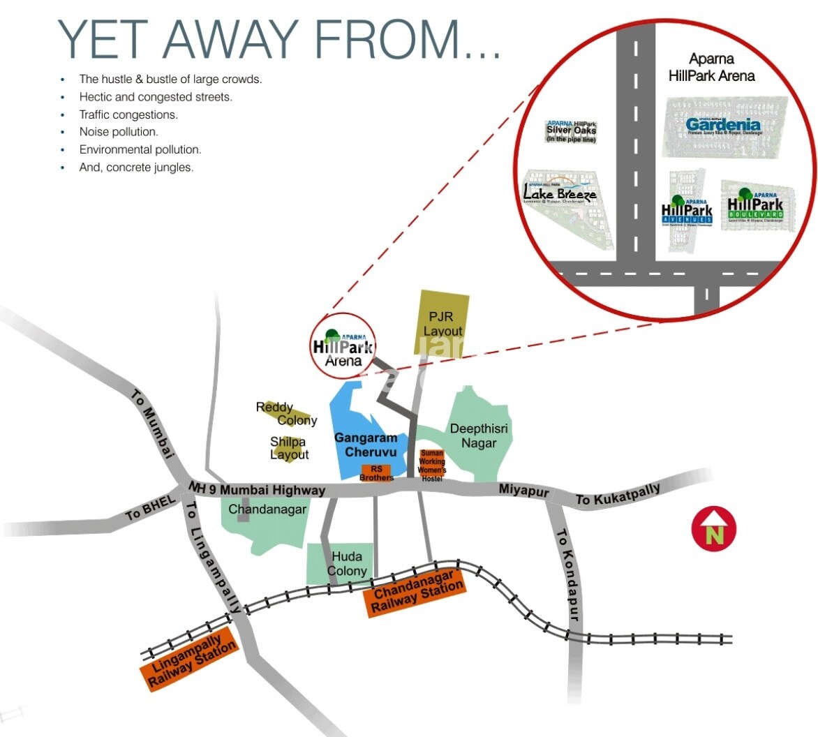 Aparna HillPark Lake Breeze Location Image