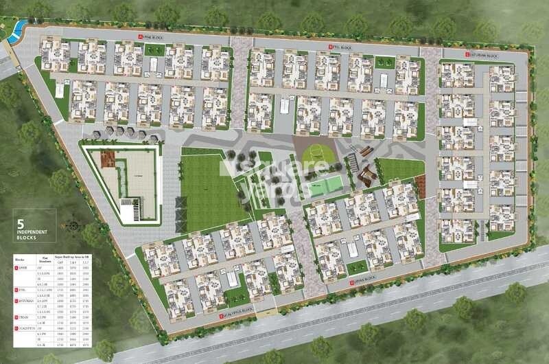 Crown-Whistling-Woods_an aerial view of a city with a large building