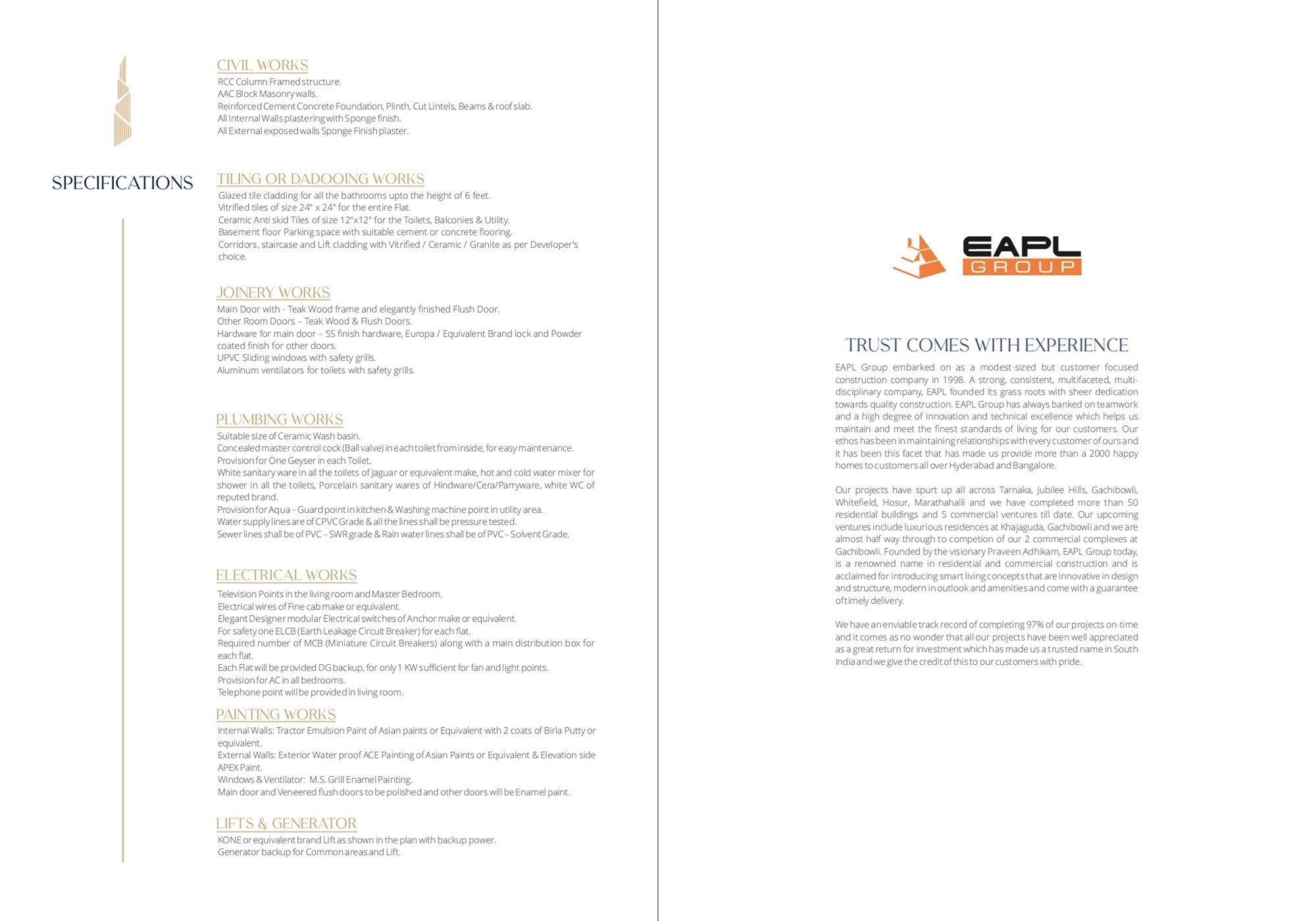 EAPL Sri Tirumala Fortune Specification