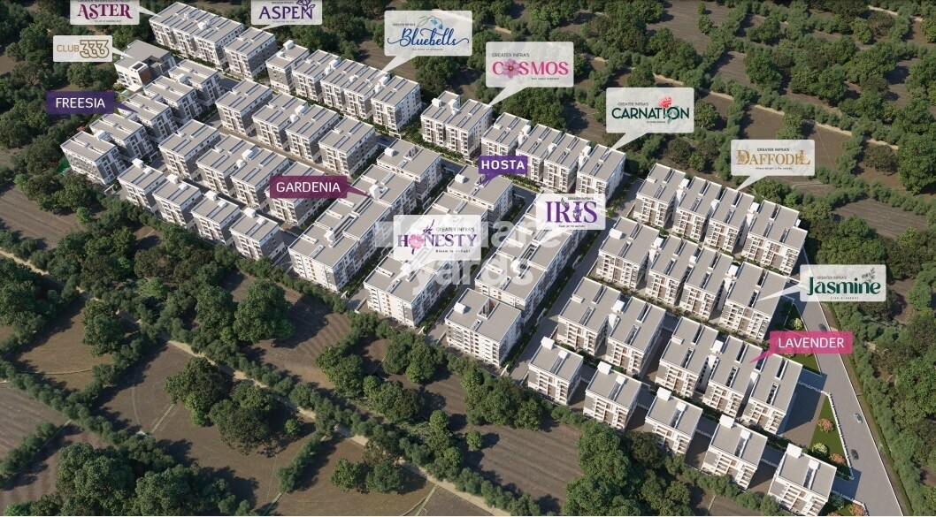 Greater-Iris_a number of street signs on top of each other