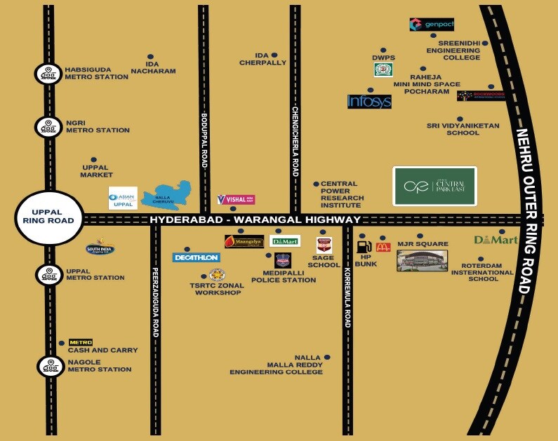 Jain Central Park East And RNK Capital Park Location Image