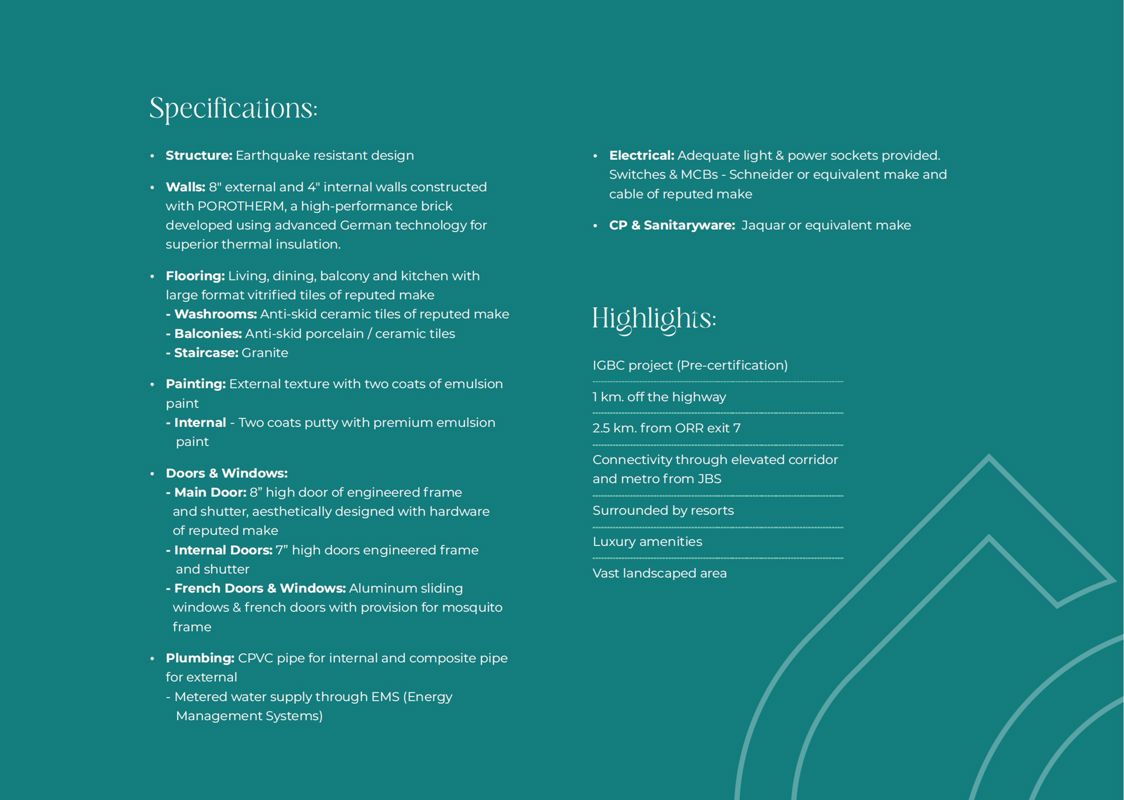 Nestcon Meluha Specification