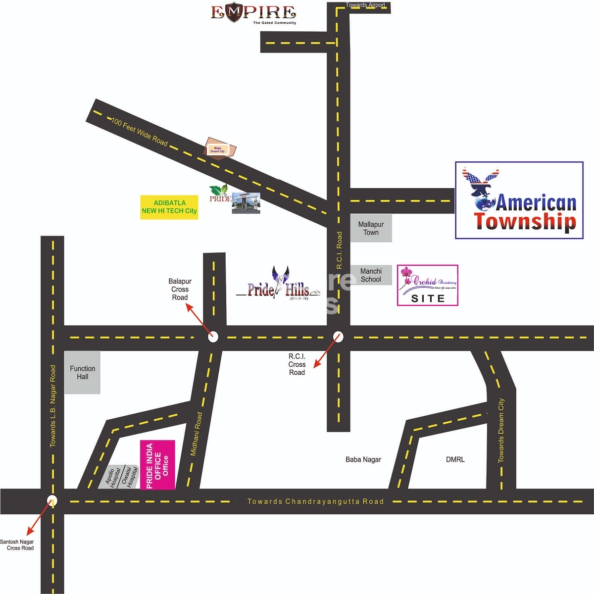 Pride India American Township Villas Location Image