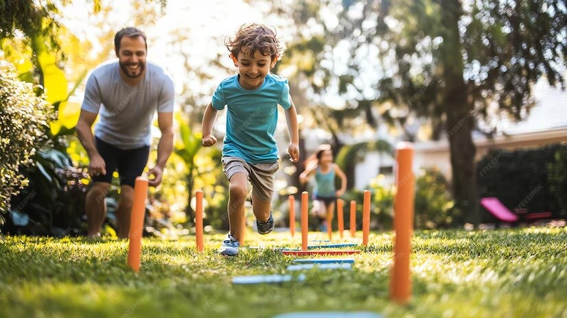 Family enjoying community amenities