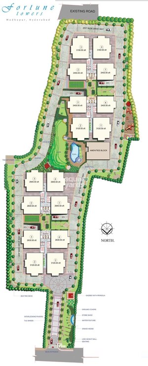 Sri-Fortune-Towers_an aerial view of a park with a train on it