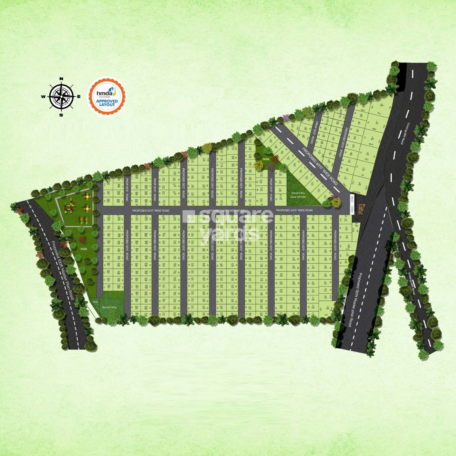 Sri-Sai-Krishna-County_an aerial view of a green and white fence